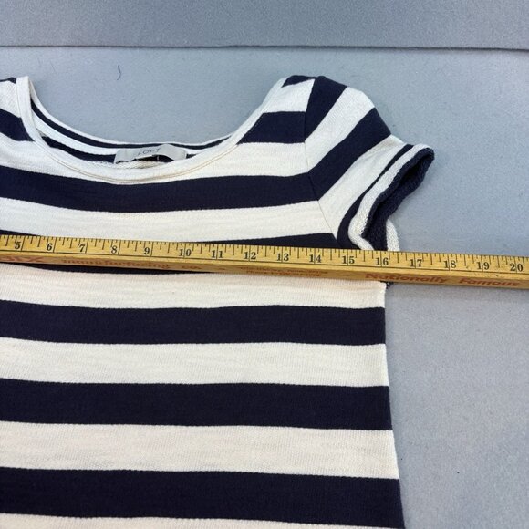 Ann Taylor LOFT Cotton Size X-Small Cream/Navy Striped T-shirt Dress/Tunic Top - Picture 7 of 11
